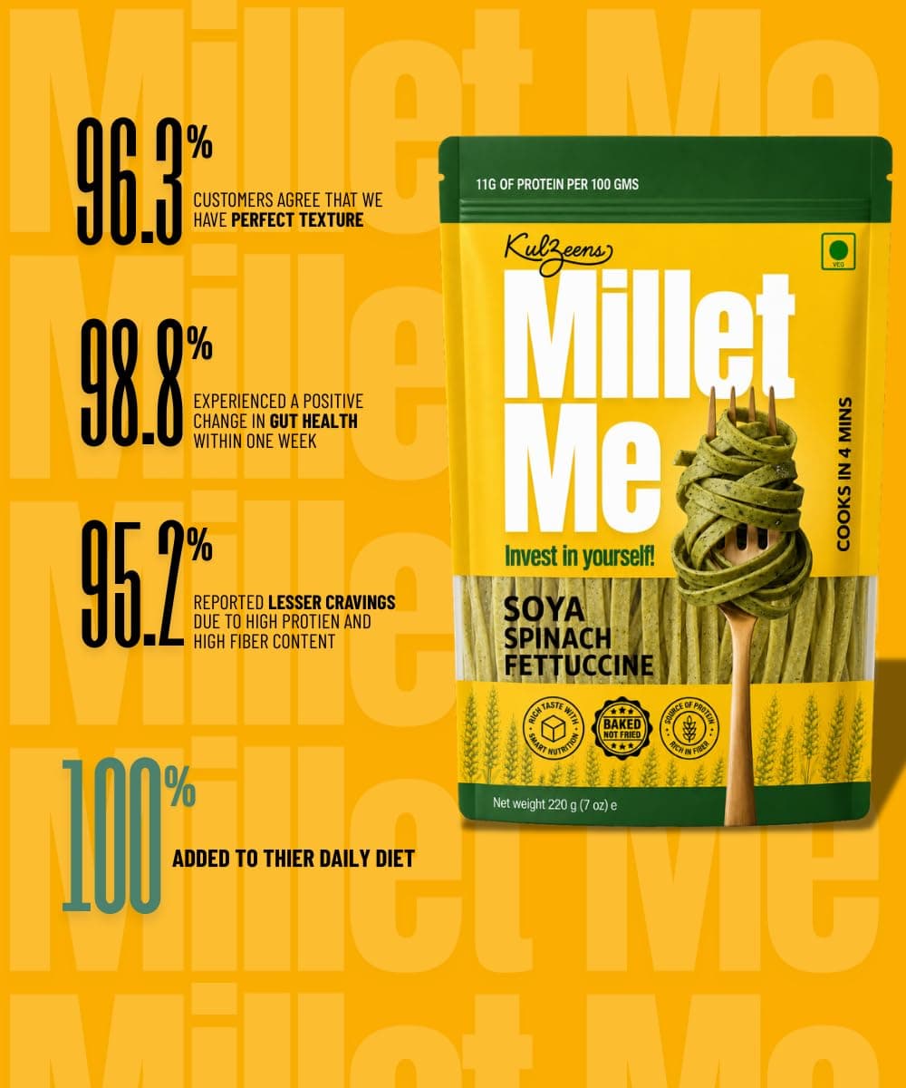 Millet Me by Kuizeens SOYA Spinach Fettucine - 220G (Pack of 1) |Protein-Rich | Easy-to-Make | Fresh & Flavourfull | No MSG |No Preservatives|Vegan & Wholesome|Ready in Minutes | Jain | No Onion & Garlic — image 2