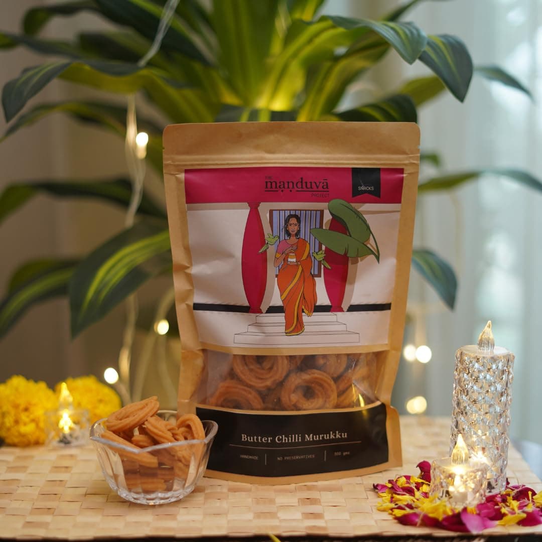 The Manduva Project Butter Chilli Murukku 300g | Jain No Onion No Garlic | Crispy South Indian Snack with Butter & Chilli | Perfect Tea-Time Munch | No Preservatives — image 5