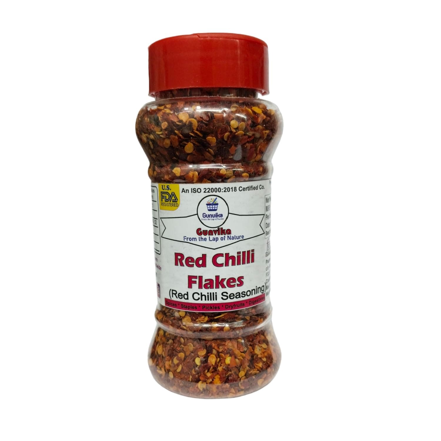 Gunvika Red Chilli Flakes | Ideal Seasoning For Pizza, Pasta and Garlic Bread | Sprinkler Jar | No Artificial Flavours and Colours| Vegan | Aromatic - 50 Gm