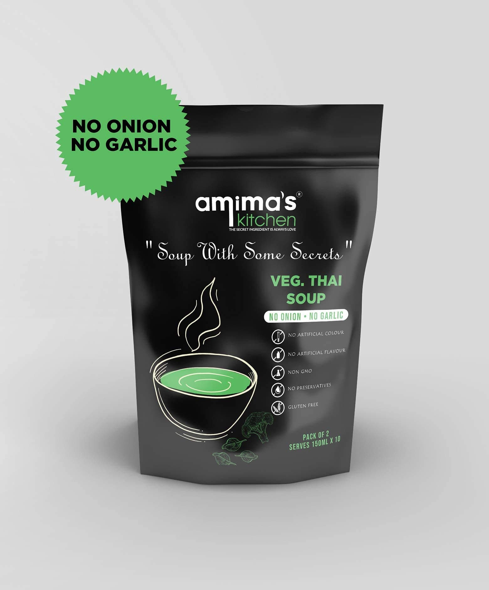 Amima's Kitchen Veg. Thai Jain Soup (No Onion No Garlic) - 100 Grams [Serves 10] | Instant Soup Mix Powder | Ready To Cook | No Artificial Flavour & Colour | Gluten Free | Non GMO | Healthy Soup — image 5