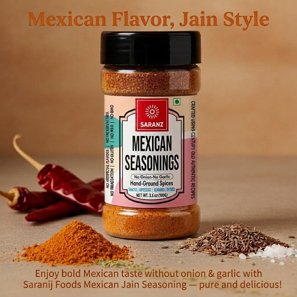 SARANZ Jain Mexican Seasoning | All-Purpose No Onion No Garlic Mexican Spice Mix | For Burritos, Quesadillas, Rice Bowls, Nachos, Fajitas and Pasta | Vegan, Gluten-Free, Dairy-Free | 100g — image 3