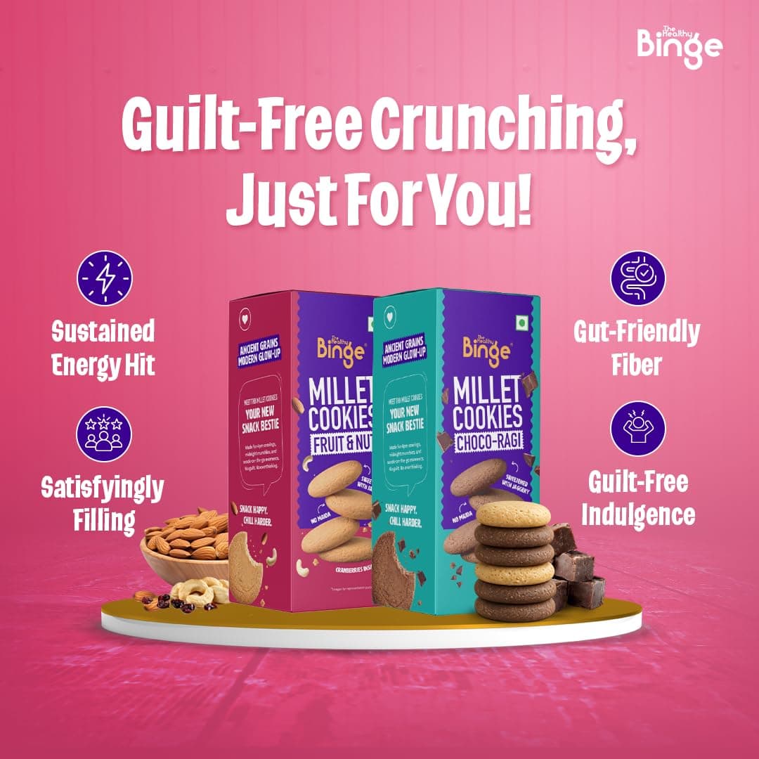 The Healthy Binge Assorted Millet Cookies – Healthy Snacks Combo | Millet Cookies | Jaggery Cookies | Healthy Snacks for Kids and Adults 180g Pack of 2 — image 6