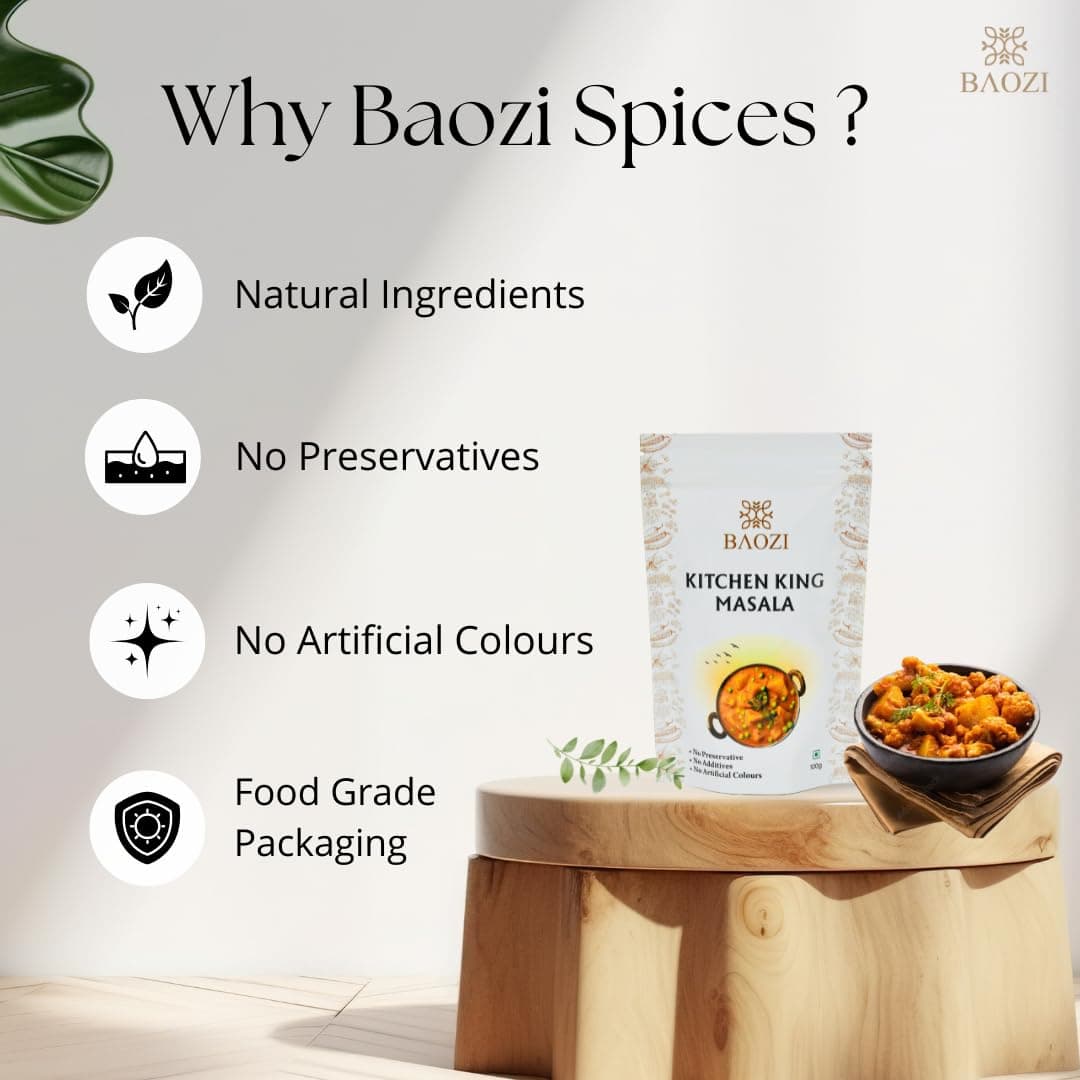 BAOZI Kitchen King Masala - 100% Pure & Aromatic Spice Blend | Perfect for Flavorful Vegetable Dishes, Curries & Indian Cooking | Pack of 3 (100g x 3) — image 3