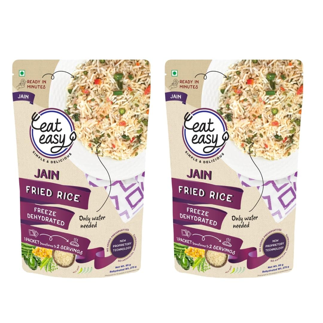 Eat Easy Jain Fried Rice – 95gm (Pack of 2) | No Garlic No Onion Ready to Eat & Cook | Freeze Dehydrated Instant Rice | 100% Veg | No Preservatives | Just Add Water — image 2