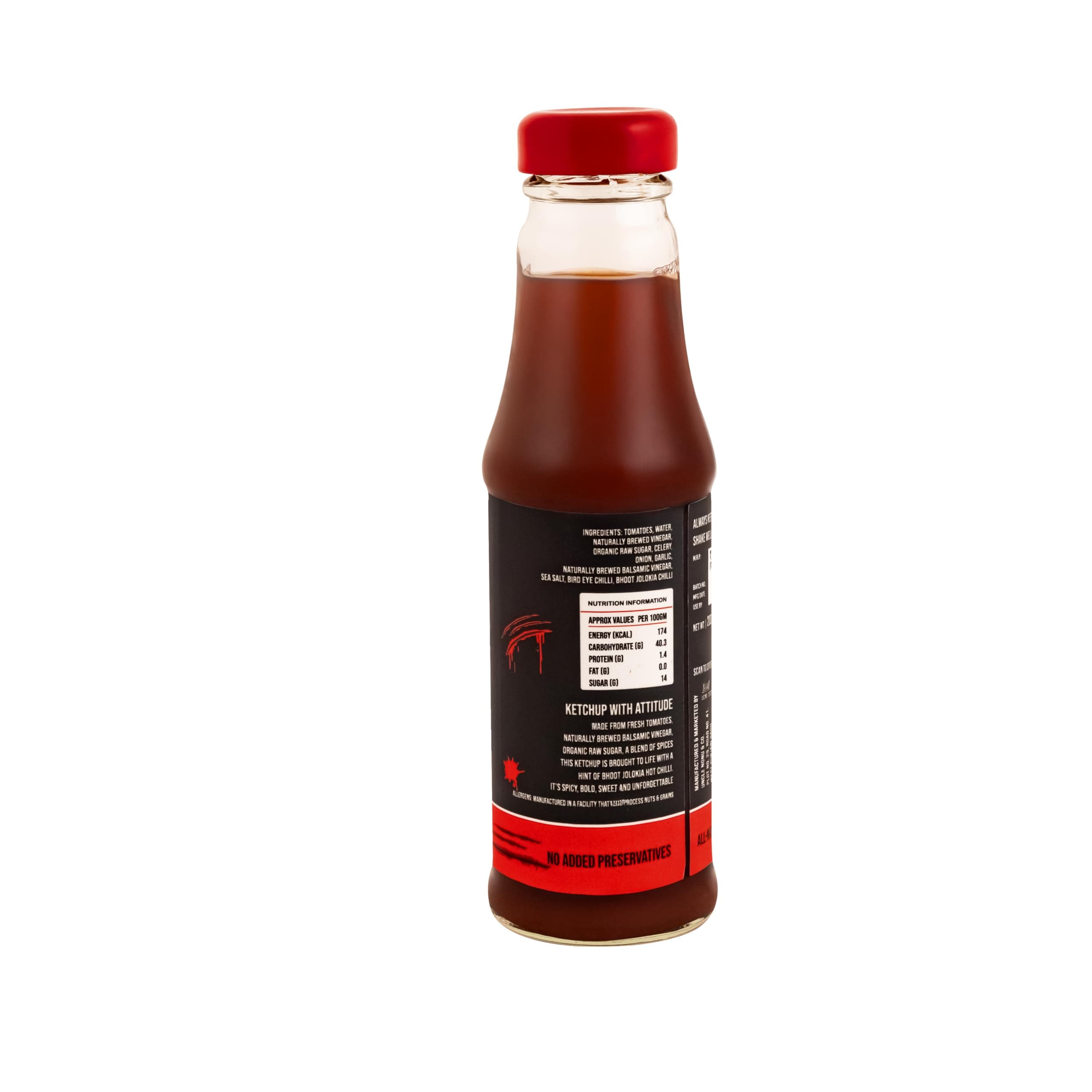 Uncle Nonu Healthy Tomato Ketchup -Shaitaan-Spicy | No Processed Sugar (uses Organic Raw Sugar) | 100% Chemical Free | No Preservatives | No MSG | All Natural Ingredients | 200gm — image 2