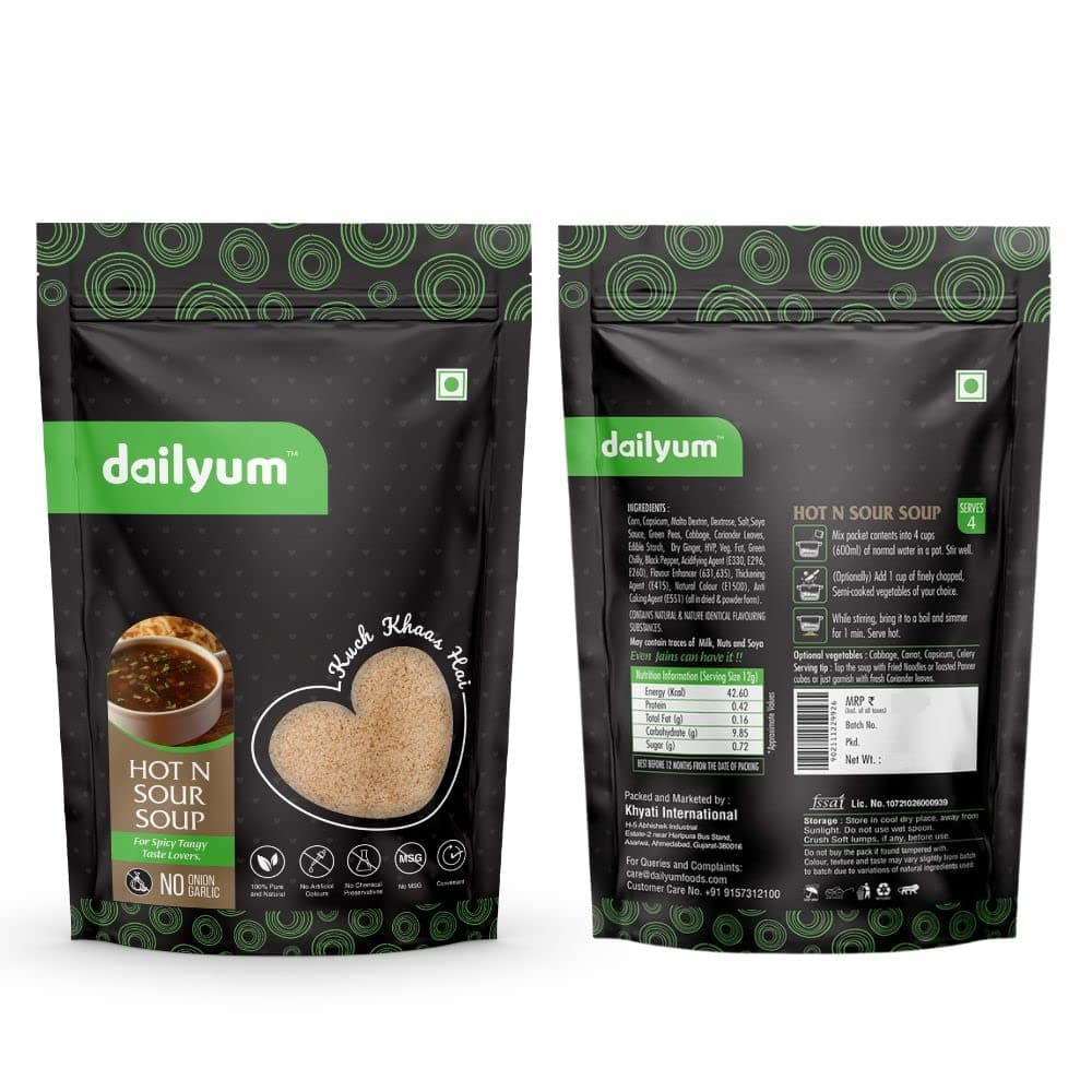 Dailyum Premium Instant Soup Combo of 6 | No Onion No Garlic | 2 Green Veg. Soup 50g | 2 Cheese Broccoli Soup 50g | 2 Cheese Jalepeno Soup 50g | Natural | No MSG | Jain — image 5