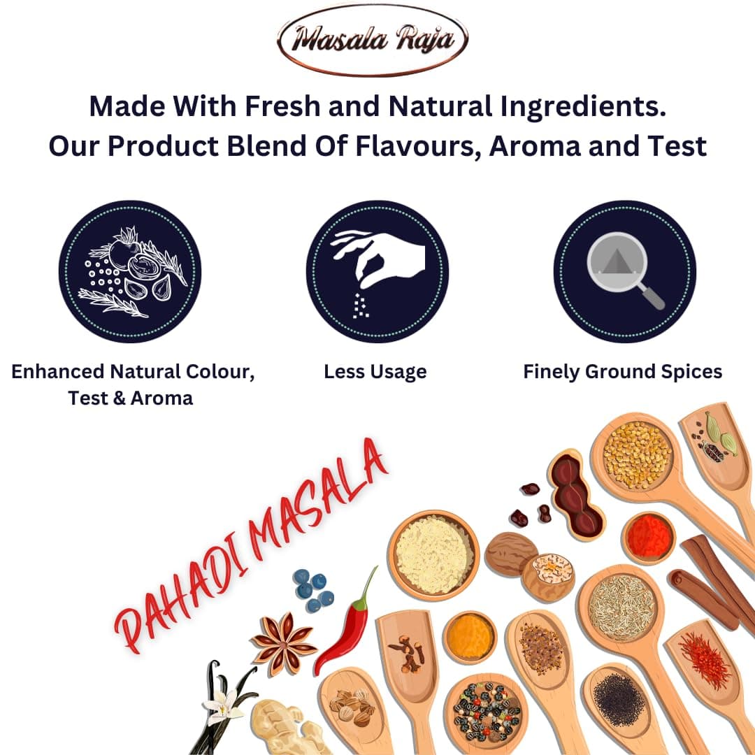 Masala Raja Pahadi Masala 100g for Sabji & Dal, (No Onion, No Garlic) Blended Spice for Authentic Taste and Colour, Made With 100% Natural Ingredients Of Mountains — image 5