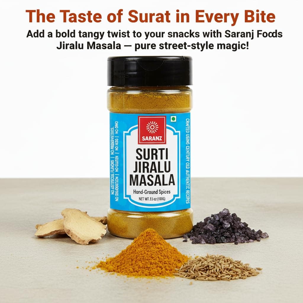 SARANZ Surti Jiralu Masala Perfect for Cooking, Ready to Use, No added colours, Spice Powders and Masalas, Premium Artisanal Spices with Rich & Strong Flavour-100 Grams Bottle — image 3