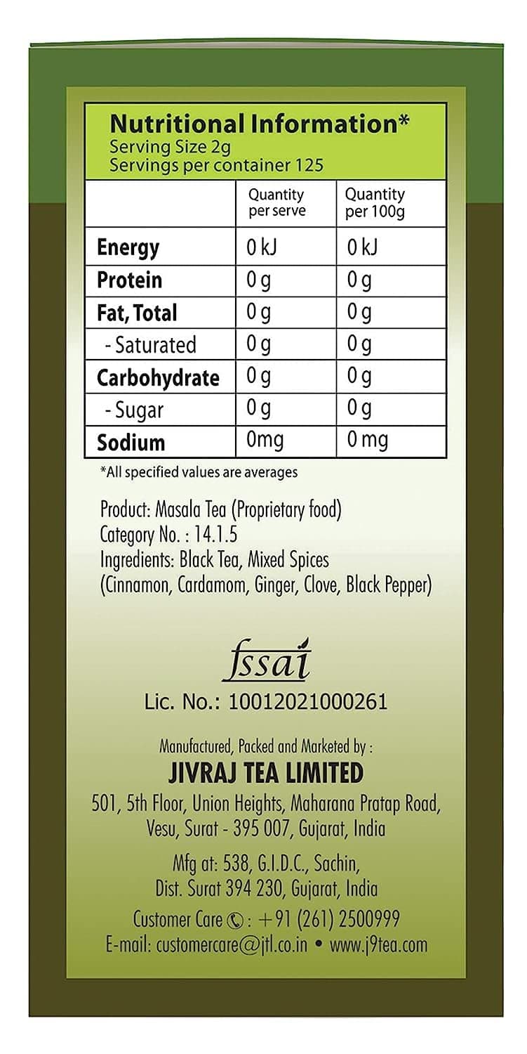 Jivraj 9 Masala Tea Powder with Cardamom, Cinnamon, Ginger, Clove and Black Pepper, 250 g, Pack of 1 — image 2