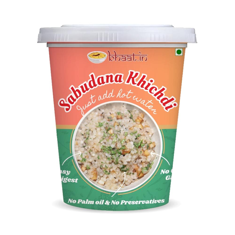Bhaat.in Sabudana Khichdi |Pack of 2| Desi ghee| Ready to Eat Khichdi Bowl | Instant Healthy Comfort Food | Wholesome Meal in 7 Minutes| Ready-to-Eat Instant Meal | No Onion, No Garlic | NO PALM OIL | Vegetarian & Gluten-Free | Perfect for Daily Breakfast & TravelNUT FREE — image 2