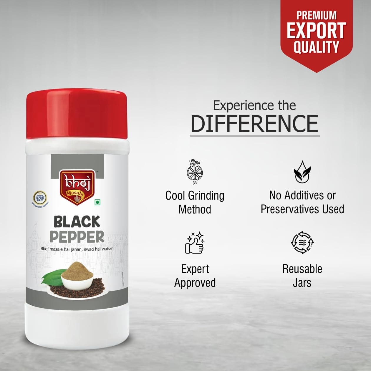 Bhoj Masale Kali Mirch Powder 450GM | Black Pepper Powder | Black Pepper | Kali Mirch Powder | Fresh Black Pepper | No Artificial Additives.No Colour, No Preservatives, No Onion & No Garlic ( Jain Masala) — image 5