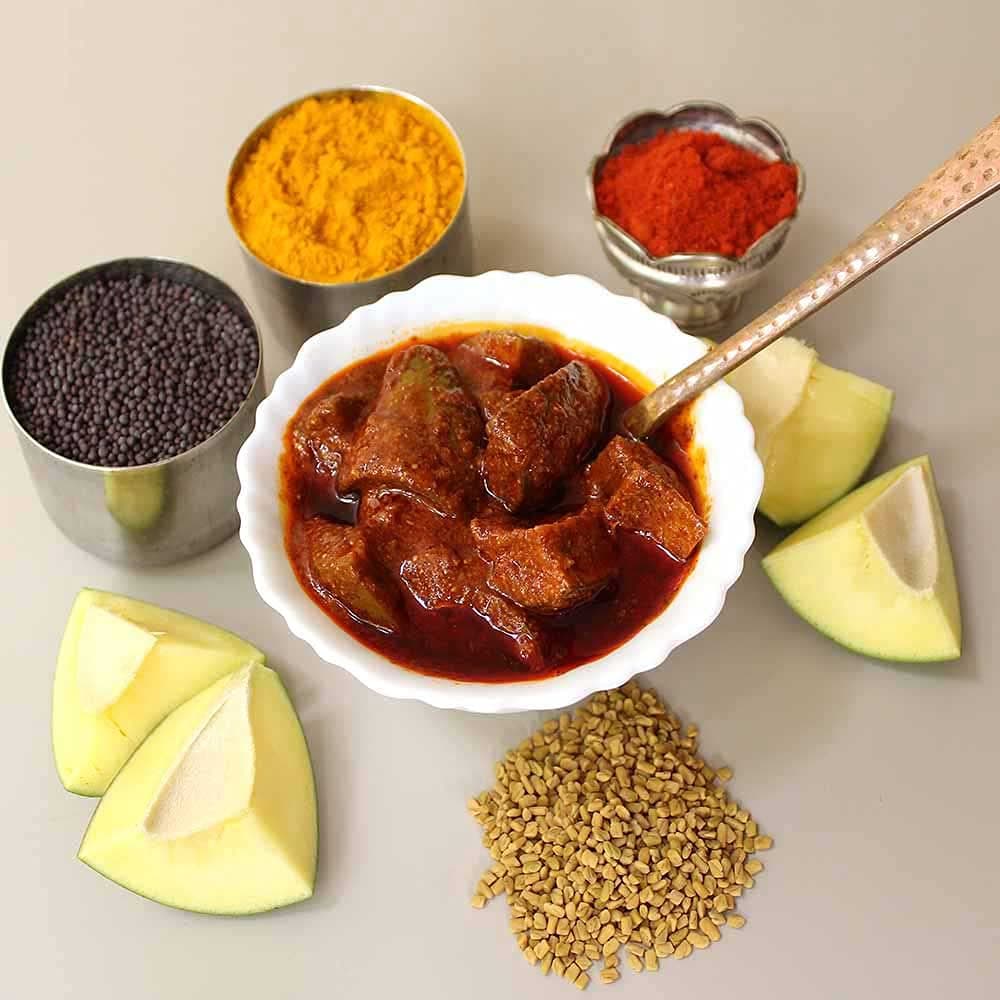 Jain - Mango/Avakaya Pickle Without Garlic - Super Delicious (Made for Jains) Aam Ka Achaar - Homemade and Handmade (250 Grams) — image 2