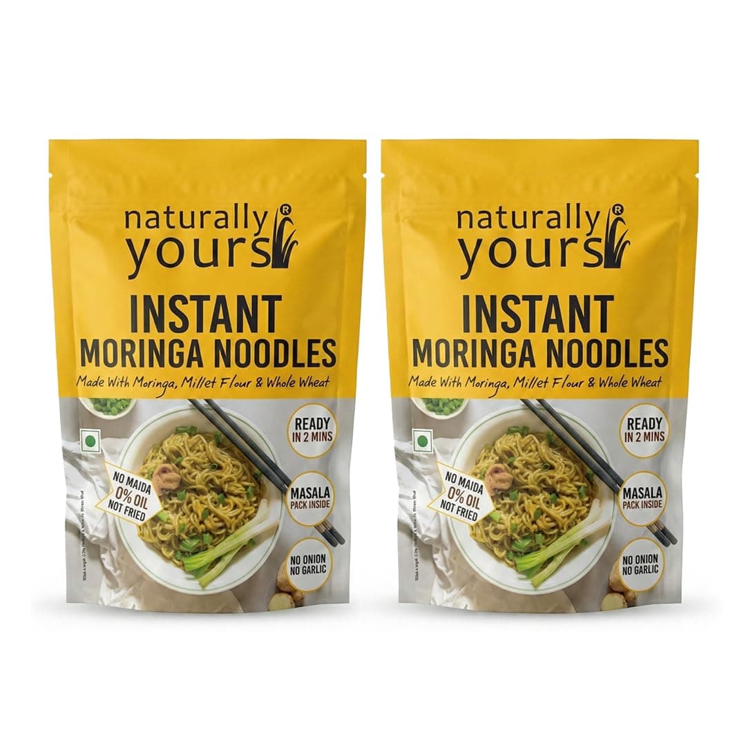 Naturally Yours Moringa Instant Ramen Noodles | Shigru Leaf, Millet & Whole Wheat | No Maida, Not Fried | No Onion No Garlic, Jain Friendly | Ready in 2 Minutes | Masala Inside | 175g Pack of 2 — image 2