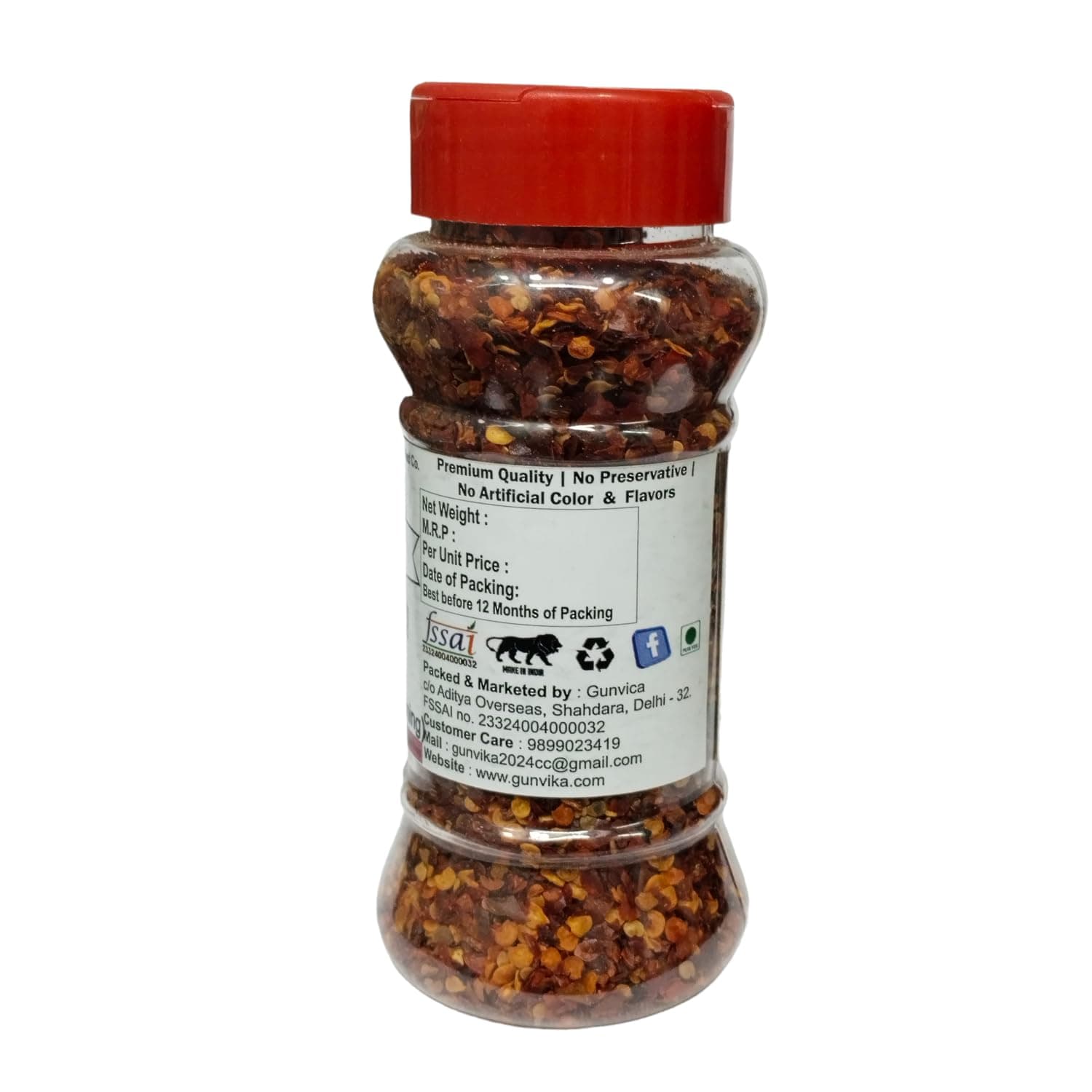 Gunvika Red Chilli Flakes | Ideal Seasoning For Pizza, Pasta and Garlic Bread | Sprinkler Jar | No Artificial Flavours and Colours| Vegan | Aromatic - 50 Gm — image 2