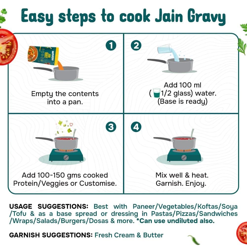 Happikery Royal Jain Twin Combo- White Gravy 100gm & Jain Gravy 100gm | No Preservatives | Quick & Easy Curry Mix | Ready To Eat in 3 Minutes — image 6