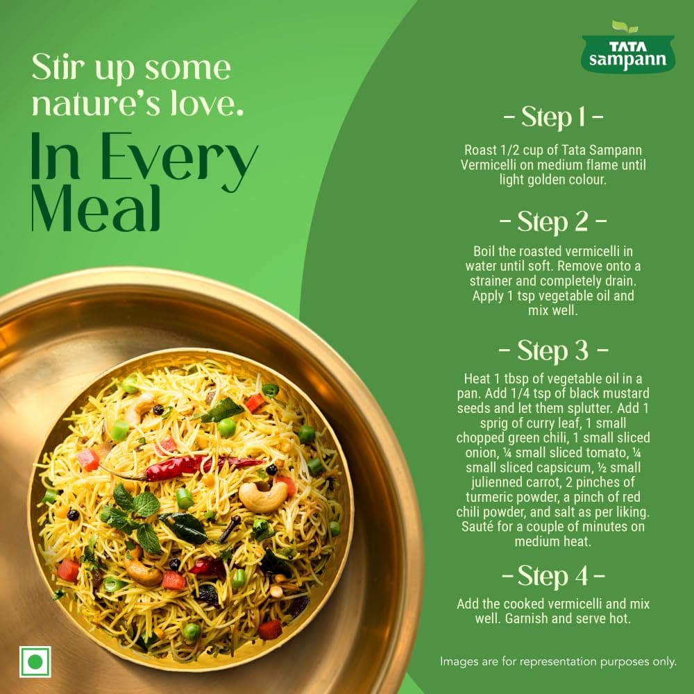 Tata Sampann Unroasted Vermicelli, Protein Rich Seviyan, Made with Suji, No Added Maida, Source of Dietary Fibre, 400g — image 9