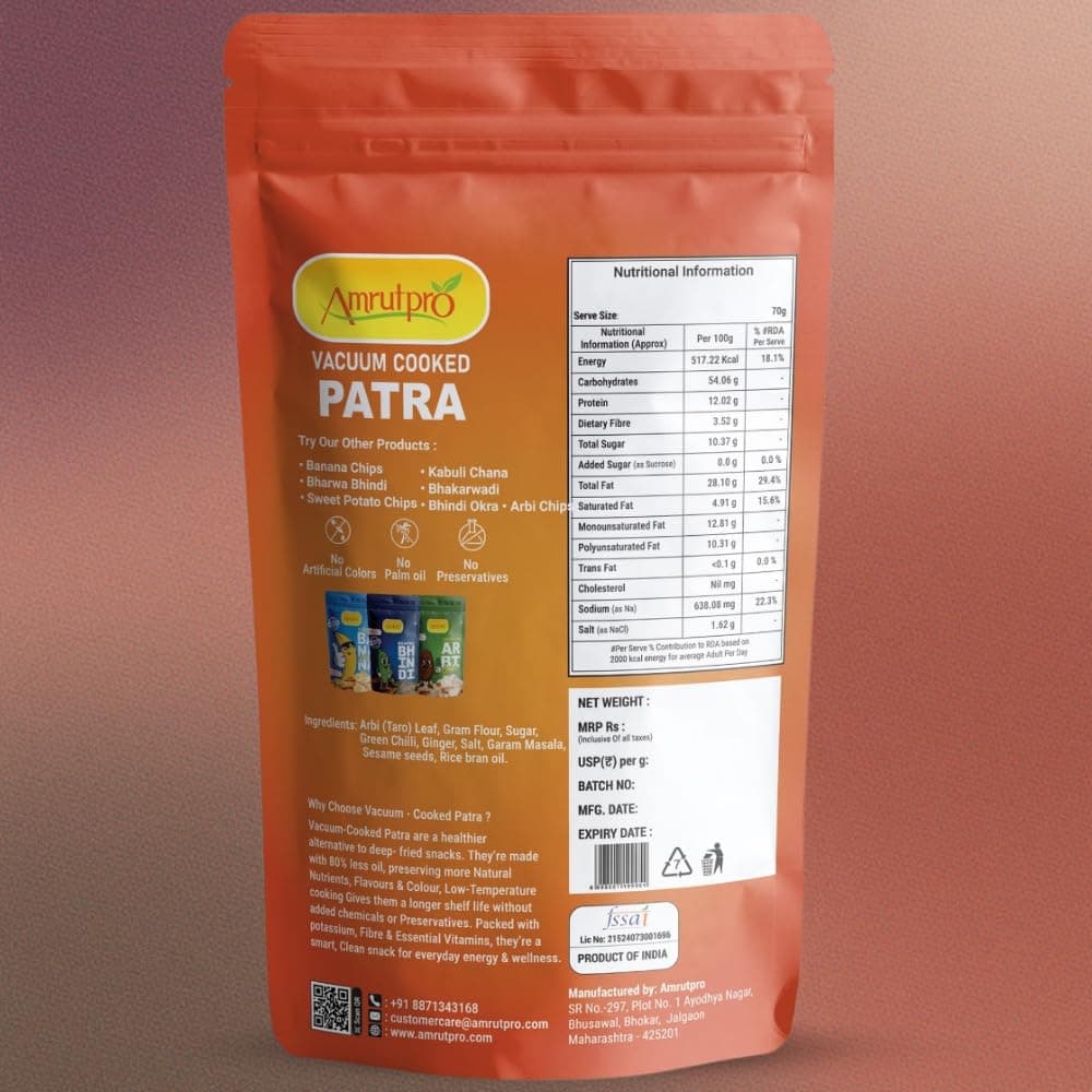 AmrutPro Patra | 3 Pack Combo | Vacuum Cooked Traditional Snack | Crispy Texture | No Palm Oil | No Artificial Colours | No Preservatives — image 3