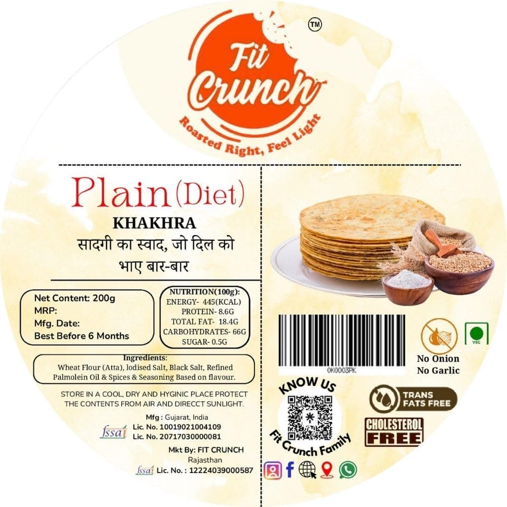 Plain (Diet) Khakhra – No Onion, No Garlic – 200g