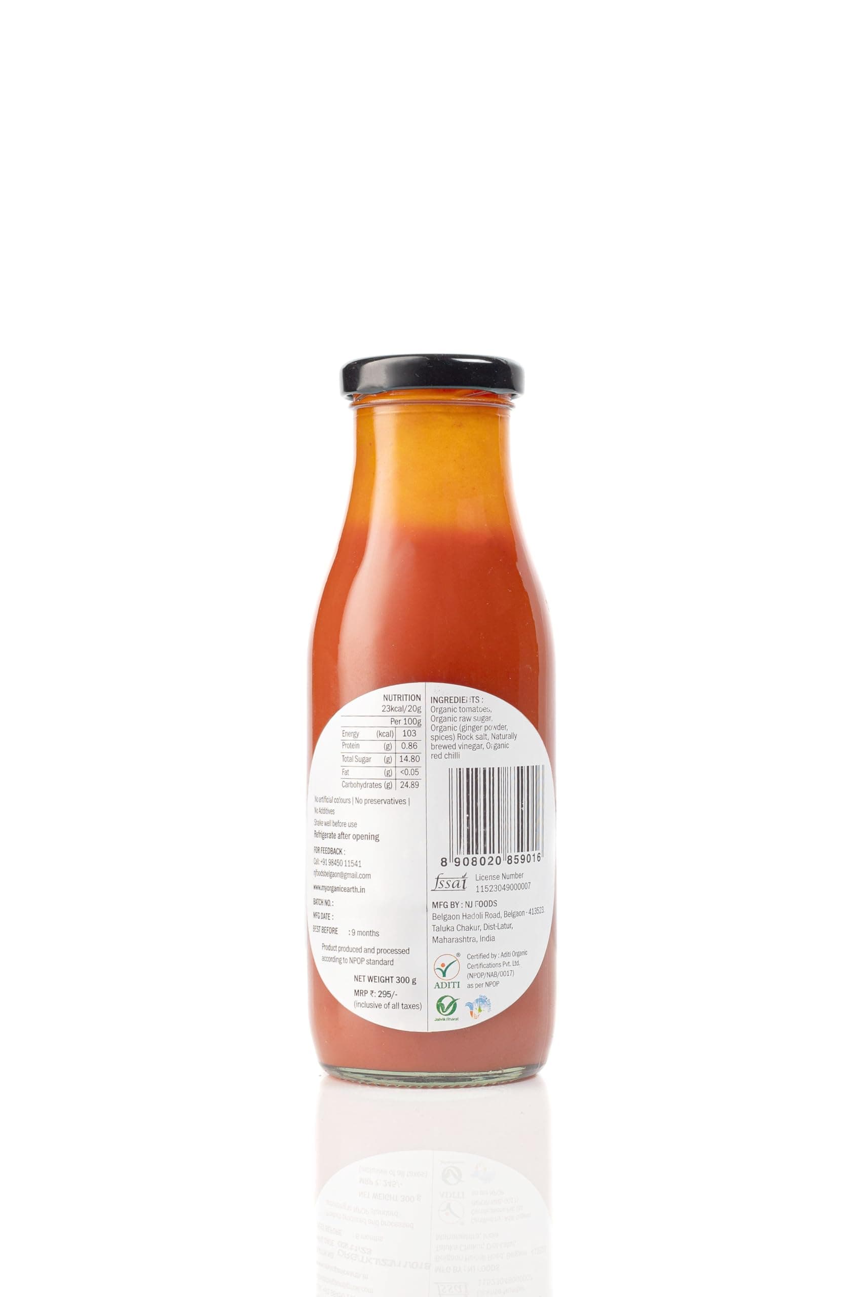 My Organic Earth - Jain Tomato Ketchup (Pack of 2) | No Onion No Garlic Tomato Ketchup | Low on Sugar | Certified Organic Tomatoes | (300gm x 2) — image 3
