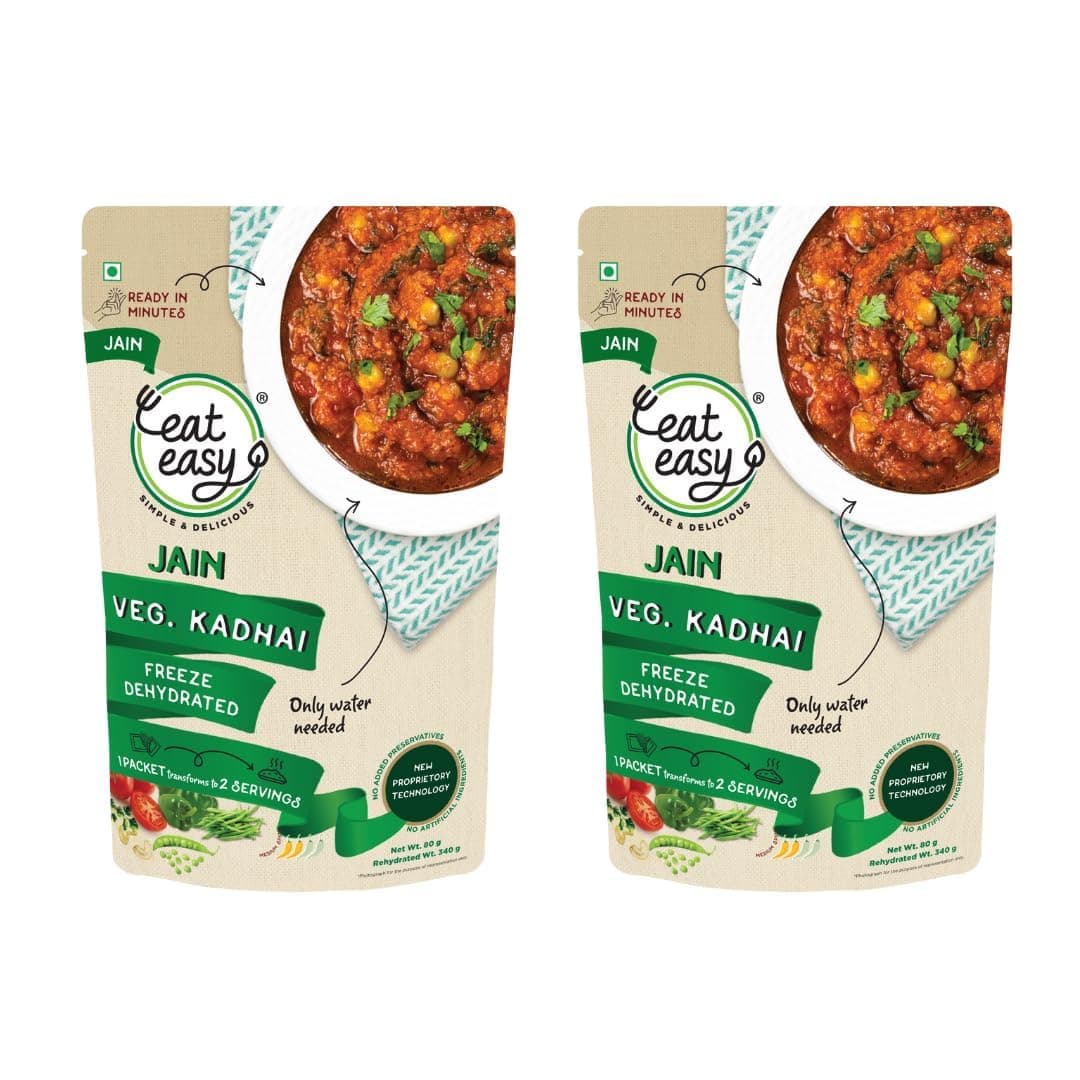 Eat Easy Ready To Eat Jain Veg Kadhai, 85gm of 1 Pack, Instant Food, Indian Meal, Travel Food, No Preservatives, No Added Artificial Colours & Flavours, Just Add Water and Cook (Pack of 2) — image 2