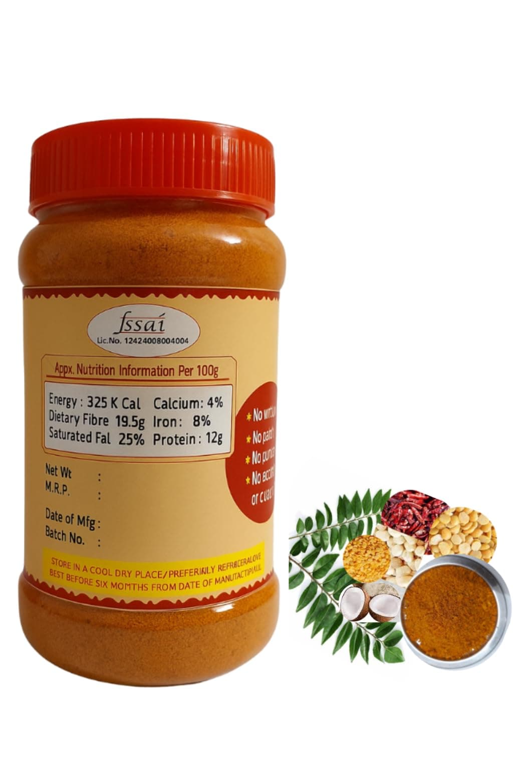 Sri Lalithaa’s Coconut Red Chilli Powder (Thengai Podi/Kobbari Karam Podi) – Authentic South Indian Spice Mix | No Onion, No Garlic | No Artificial Flavours or Colours — image 2