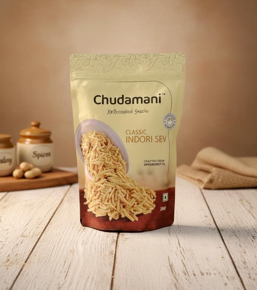Chudamani Classic Indori Sev, Kettlecooked Snacks, Crispy and Spicy Namkeen, Famous Indori Cooked Snacks Namkeen - 250gm — image 4