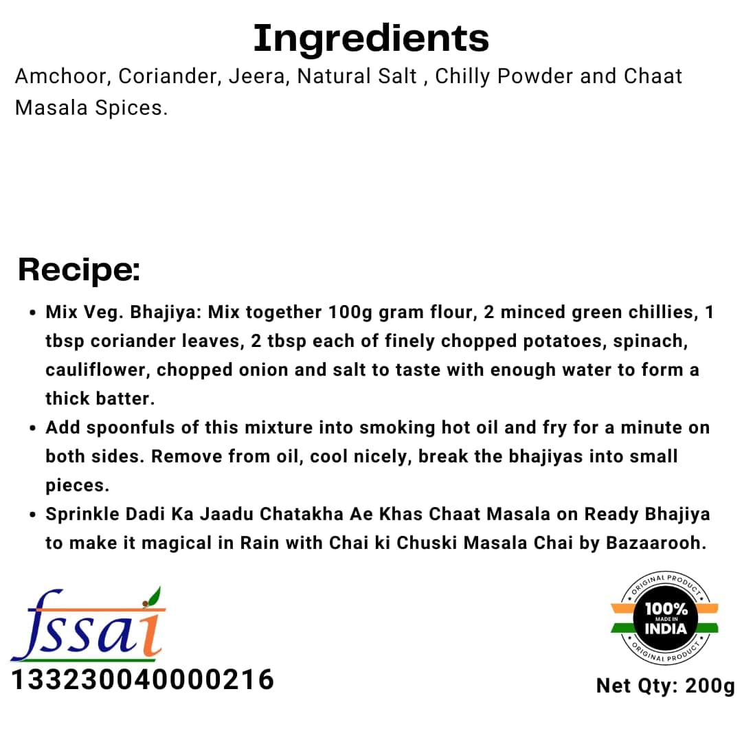 BKR Chatore Chaat Masala Fresh Multipurpose Purpose Masala for Fruits, Chaat, Potato, Paneer, Pakode 200g | Dry Powder Chutney for Drip, Dressings | No Additives, Color, Preservatives (Jain Friendly) — image 3