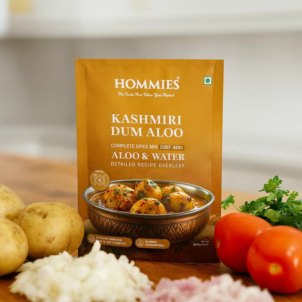 Hommies Kashmiri Dum Aloo Curry Spice Mix (Pack of 4) | Dum Aloo Masala | Ready to Cook in 15 Mins | Just Add Potatoes & Water | Serves 4 | No Preservatives | Spicy & Flavorful | 200 gm (50 gm each) — image 6