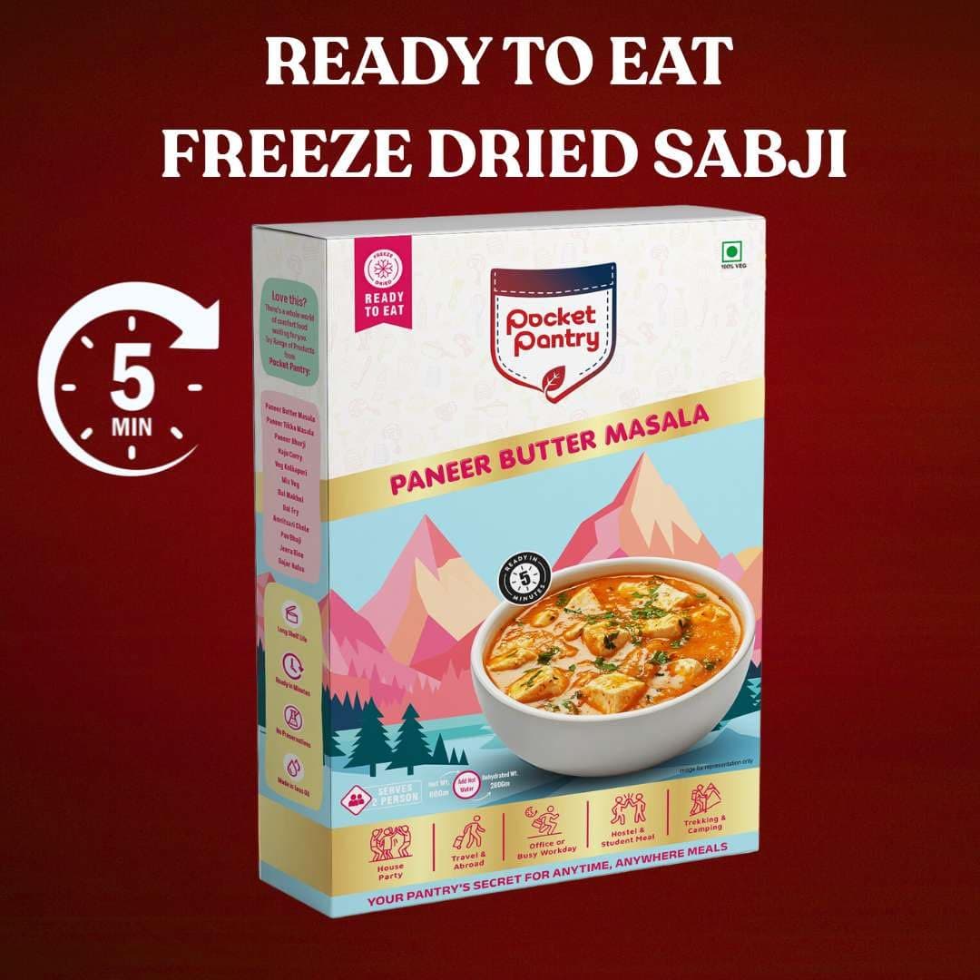 Pocket Pantry Ready to Eat Paneer Butter Masala(Jain) | Freeze Dried | Rehydrated Wt 280gm | No Palm Oil, No Preservatives | 100% Natural | Dry Wt 80g | Serves 2 |Instant Meal — image 3