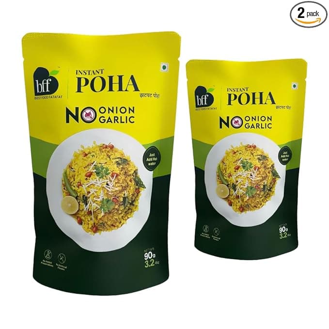 Instant Poha - Pack of 2 (90g Each) | Indian Breakfast Mix | Just Add Hot Water | No Added Preservatives | No Onion, No Garlic | Simple & Easy Meal Solution