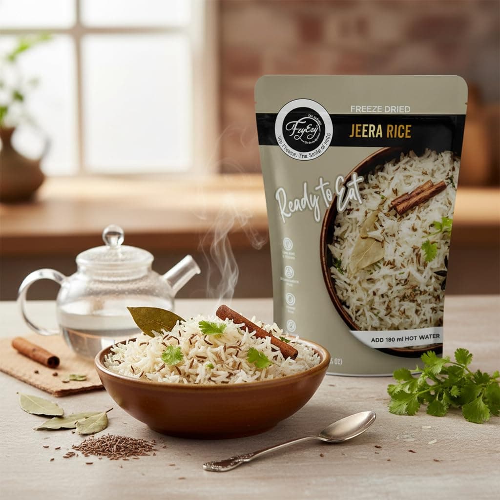 FzyEzy Freeze-Dried Jeera Rice | Ready-to-Eat Instant Meal | Authentic Indian Cumin Rice | No Preservatives | Travel-Friendly Pack (75g) — image 8