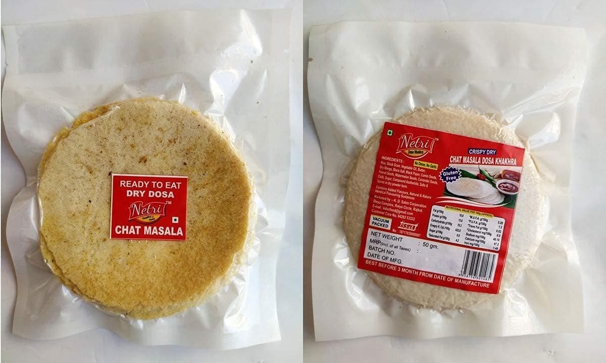 Netri No Onion No Garlic Flavors Dosa Khakhra - 50gram each, Pack of 7 | Ready to Eat Traditional Khakhra Snacks | Gluten Free Khakhra | Vacuum Packed Khakra Fresh Gujarati Snacks | Roasted Dosa Khakhra — image 8