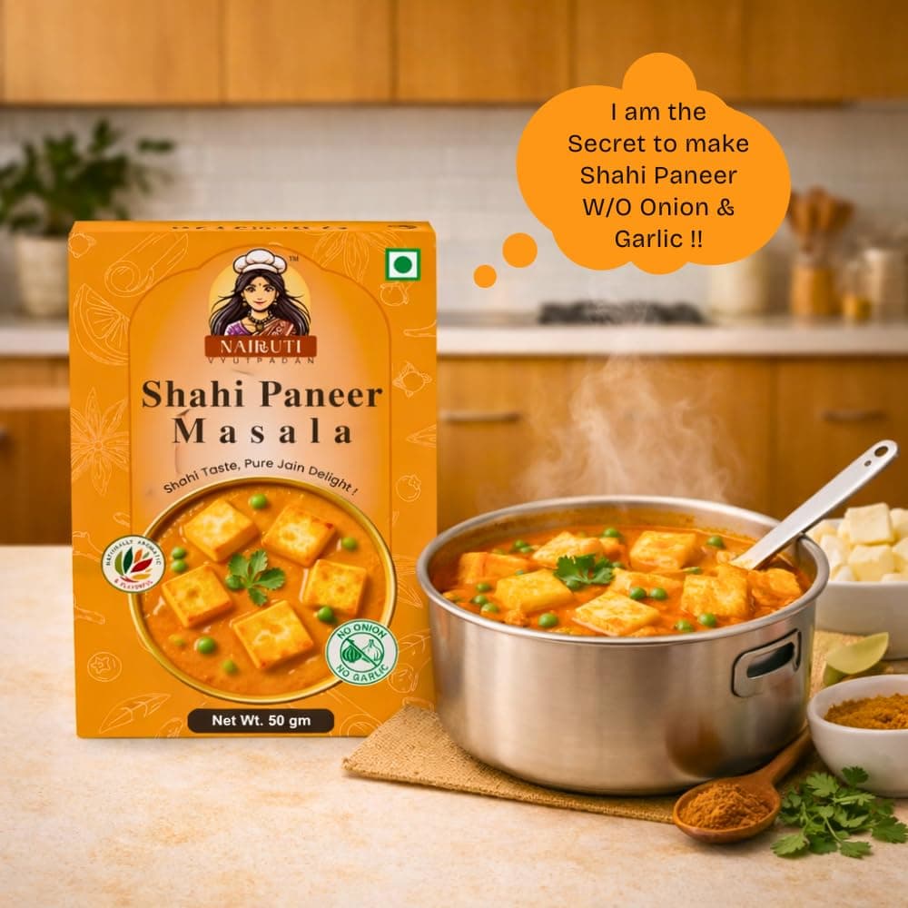 Nairuti Vyutpadan Jain Shahi Paneer Masala 50g | No Onion No Garlic | Authentic Satvik & Jain-Friendly Paneer Gravy Masala | Rich Creamy Flavor | Pure & Natural Indian Spice Blend — image 5