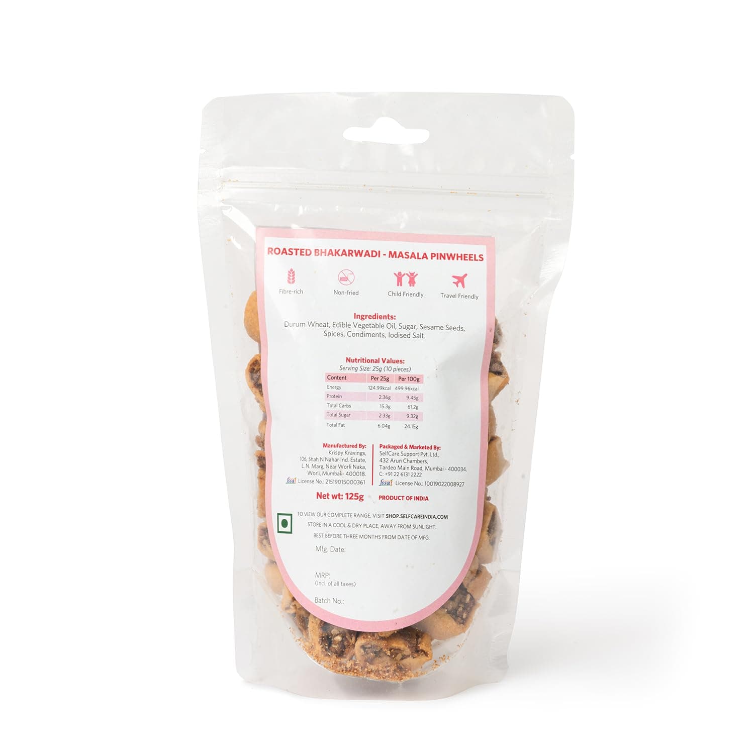 SelfCare By Suman Agarwal Roasted Bhakarwadi - Masala Pinwheels Pack of 1 200g | Vegan - Oil free - Healthy | Snacks - Namkeen - Grocery | Crispy - Chatpata - Tea time Snacking | Travel Friendly — image 8