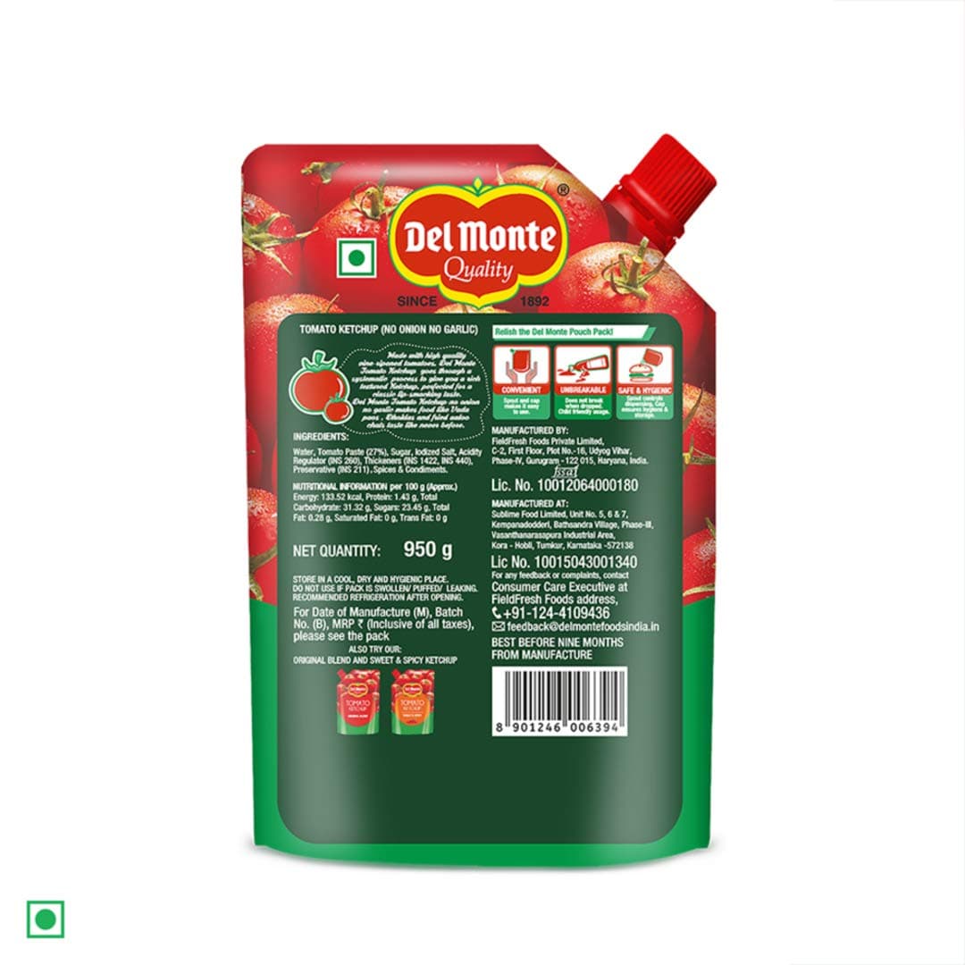 Del Monte Tomato Ketchup - No Onion No Garlic, 900 g| No MSG |100% Vegan | Tomato Sauce — image 5