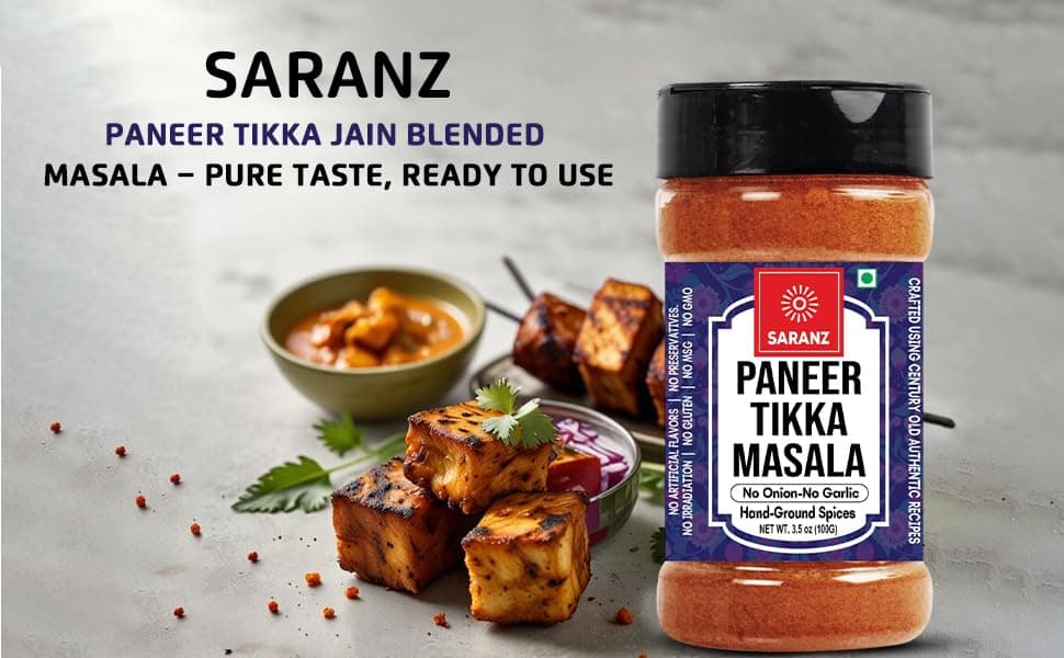SARANZ Paneer Butter Jain & Paneer Tikka Jain Masala (Combo Pack) Instant Use | Spice Powders and Masalas | Artisanal Spices with Rich & Strong Flavour | 100 Gms Sprinkler Jar — image 5