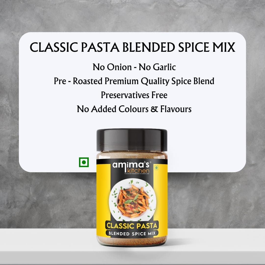 Amima's Kitchen Combo Of Classic Pasta Spice Mix & Noodles Tastemaker Jain Spice Mix (No Onion No Garlic) – 100 Grams (Pack of 2) | Blended Spice Mix | Pure & Hygiene | For Healthy Cooking | No Synthetic Flavour & Color — image 5
