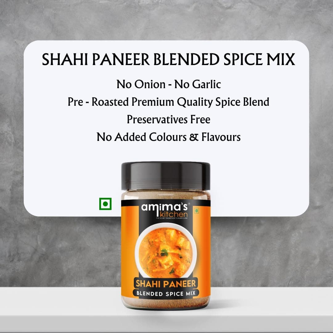 Amima's Kitchen Combo Of Shahi Paneer + Dal Makhani Jain Spice Mix (No Onion No Garlic) – 100 Grams (Pack of 2) | Blended Spice Mix | For Healthy and Delicious Cooking | No Synthetic Flavour & Color | Ready Masala Powder — image 5