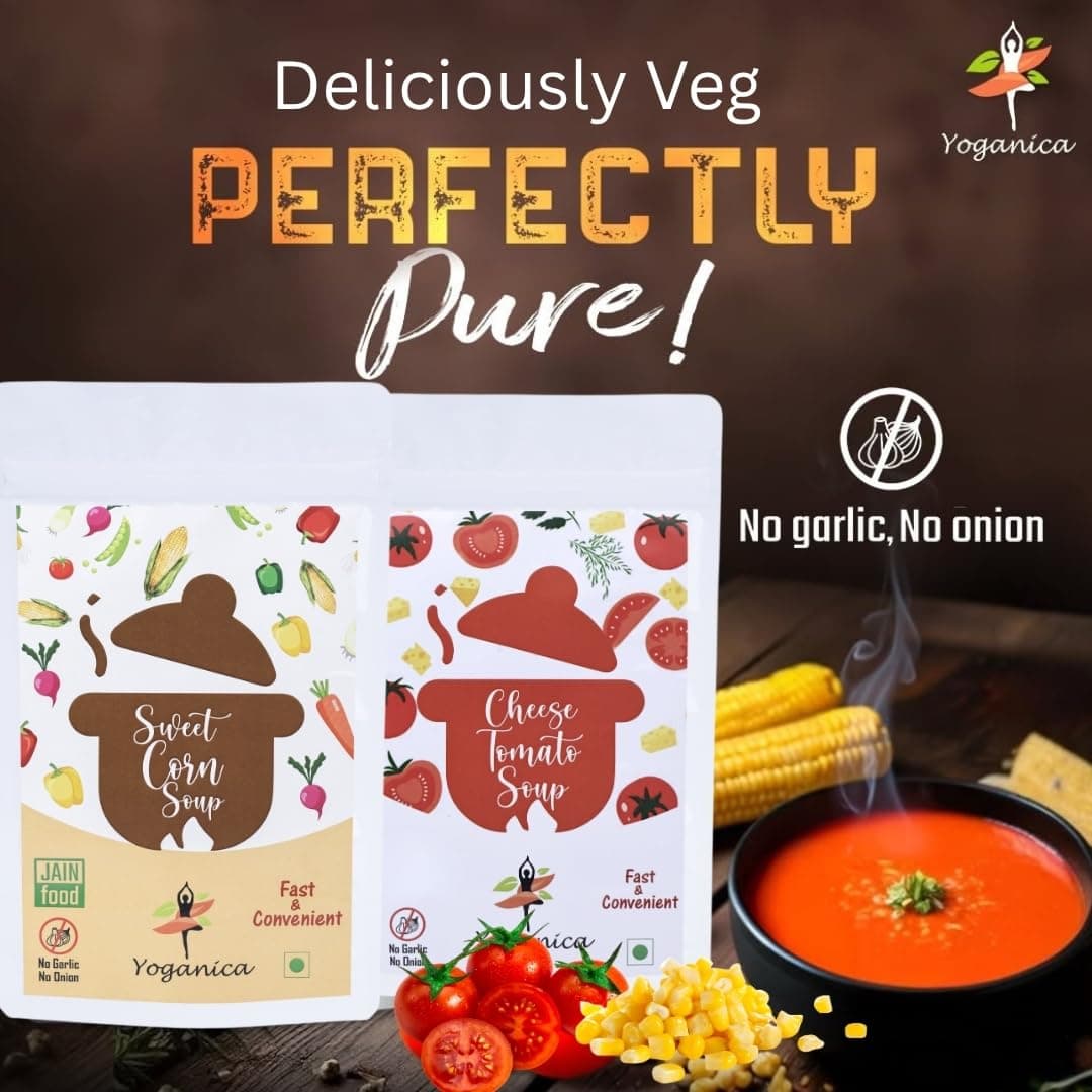 Yoganica Instant Pure Veg Soup Combo 100g x 2 (20 Servings) | No Onion No Garlic Soup Premix | Cheese Tomato & Sweet Corn Soup Premix | Ready-to-Cook Veg Soup | Light, Diet-Friendly & Easy to Digest — image 6