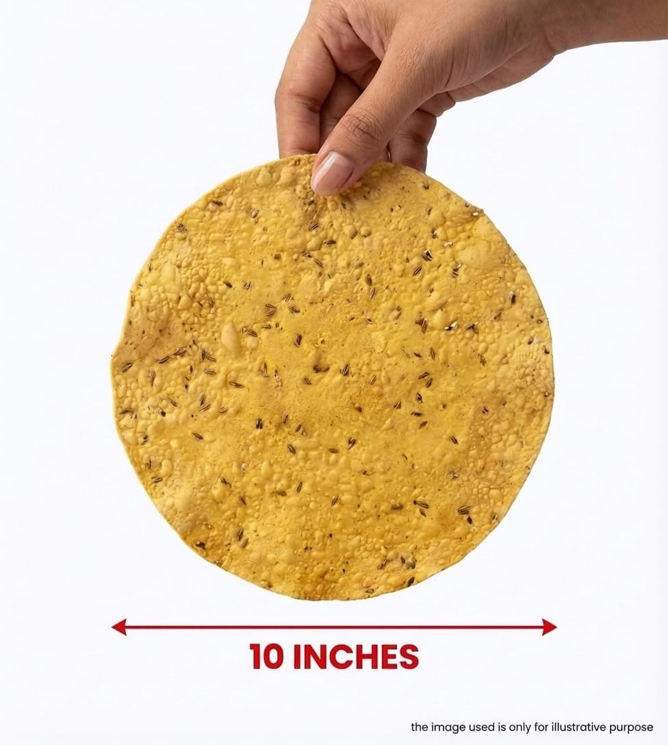 JAIN Papad Moong Dal Special, Light Masala, 400g, Papad Size-10 Inches, Handmade, Zipper Packing, No Preservatives, Contains 22-24 Papads Per Pack — image 3