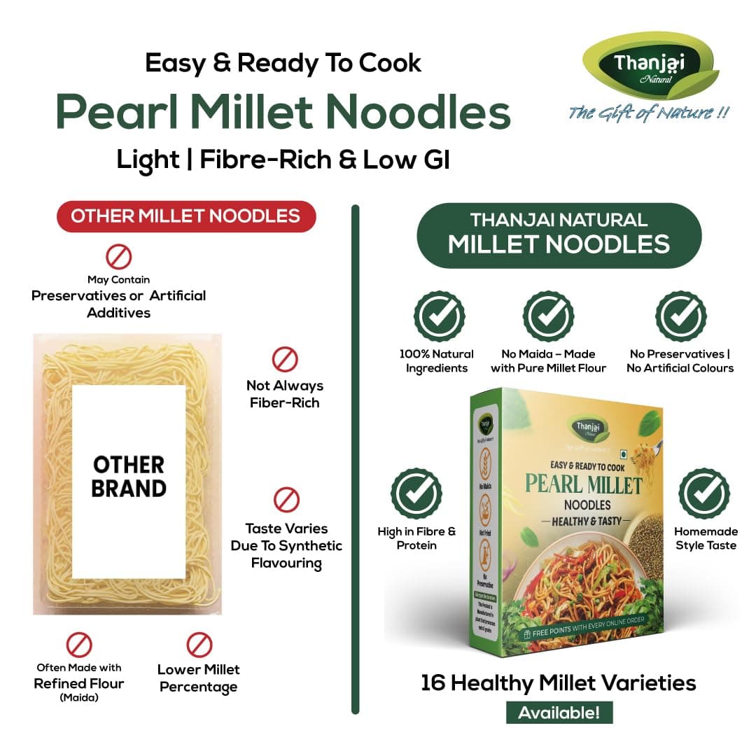 Thanjai Natural Pearl Millet Noodles 180 Grams X 2 (360 Grams) of Homemade Natural Noodles (No Preservatives, No Chemicals, No Artificial Extract) — image 7