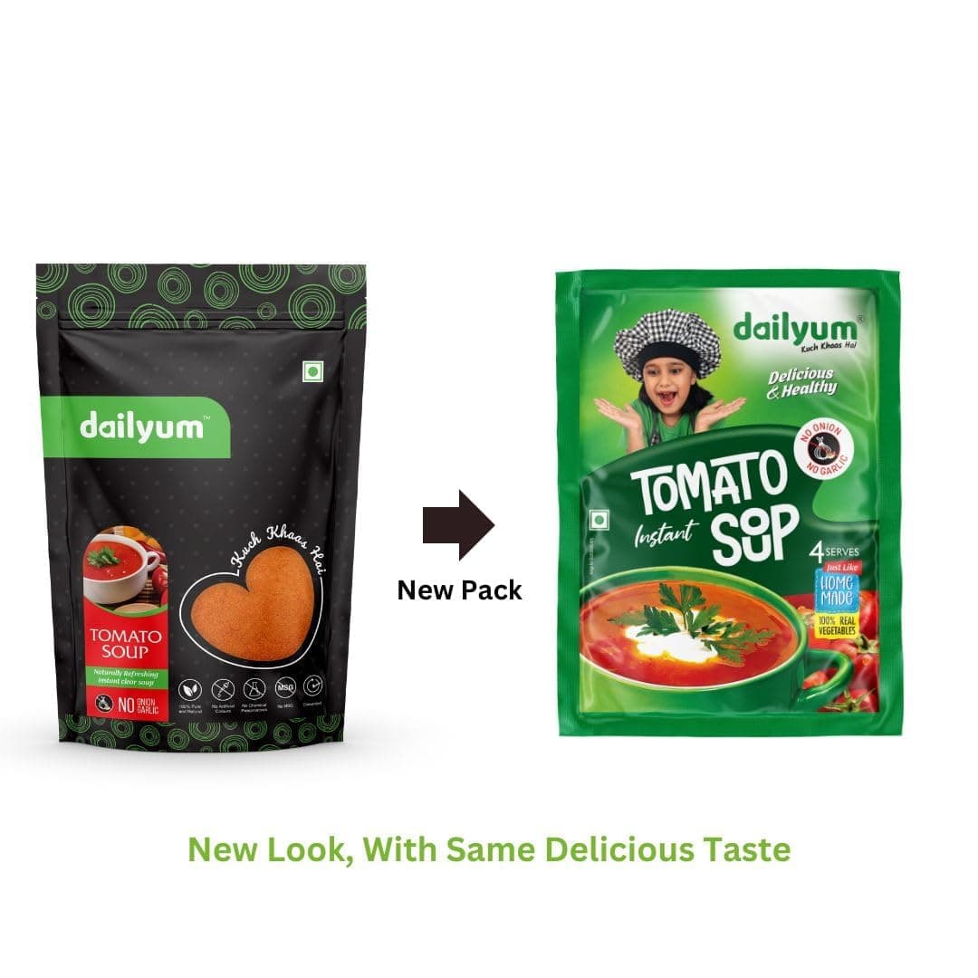 Dailyum Instant Tomato Soup 50g | No Onion No Garlic | Ready To Eat Instant Soup |100% Natural | No MSG | Gluten-free | Serves 4 | Jain | Pack of 5 — image 4