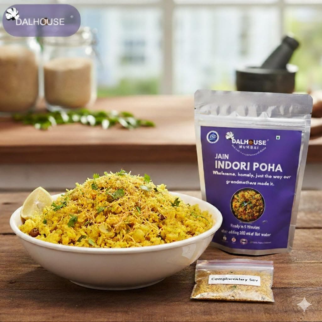 DALHOUSE Jain Indori Poha — Ready to Eat | Just Heat and Eat | No Garlic, No Onion | Healthy Breakfast | High in Fiber — image 3