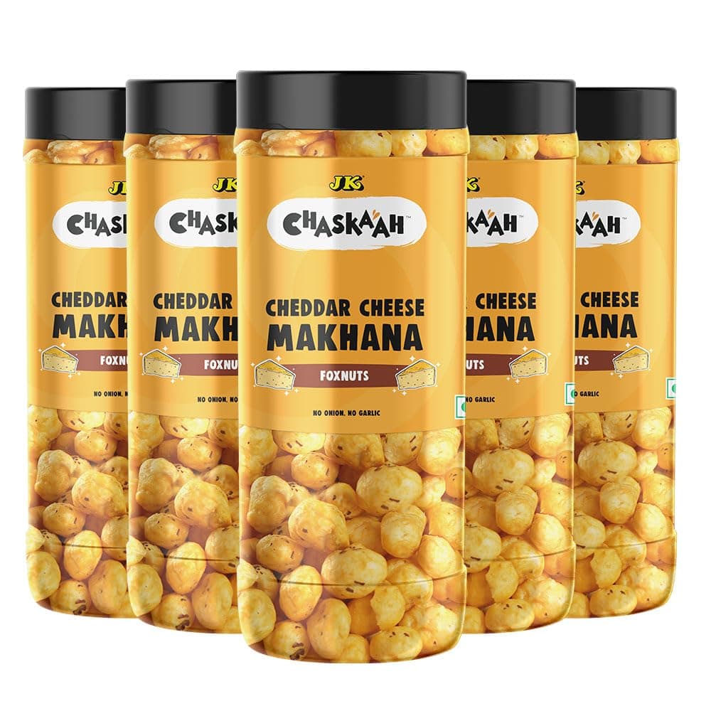 Chaskaah Cheddar Cheese Makhana, 350g (Pack of 5) (Foxnuts, Phool Makhana)| Dry Roasted| Rich in Calcium| Low Cholestrol|High Fibre| Jain — image 2