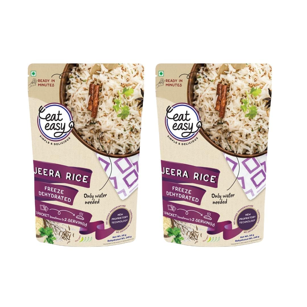 Eat Easy Ready To Eat Jeera Rice- 95gm (Pack of 2) | Freeze Dehydrated, Nutritious & Healthy Instant Food for Travel, Camping | No Preservatives, No Added Artificial Colours & Flavours | Just Add Water and Cook — image 2