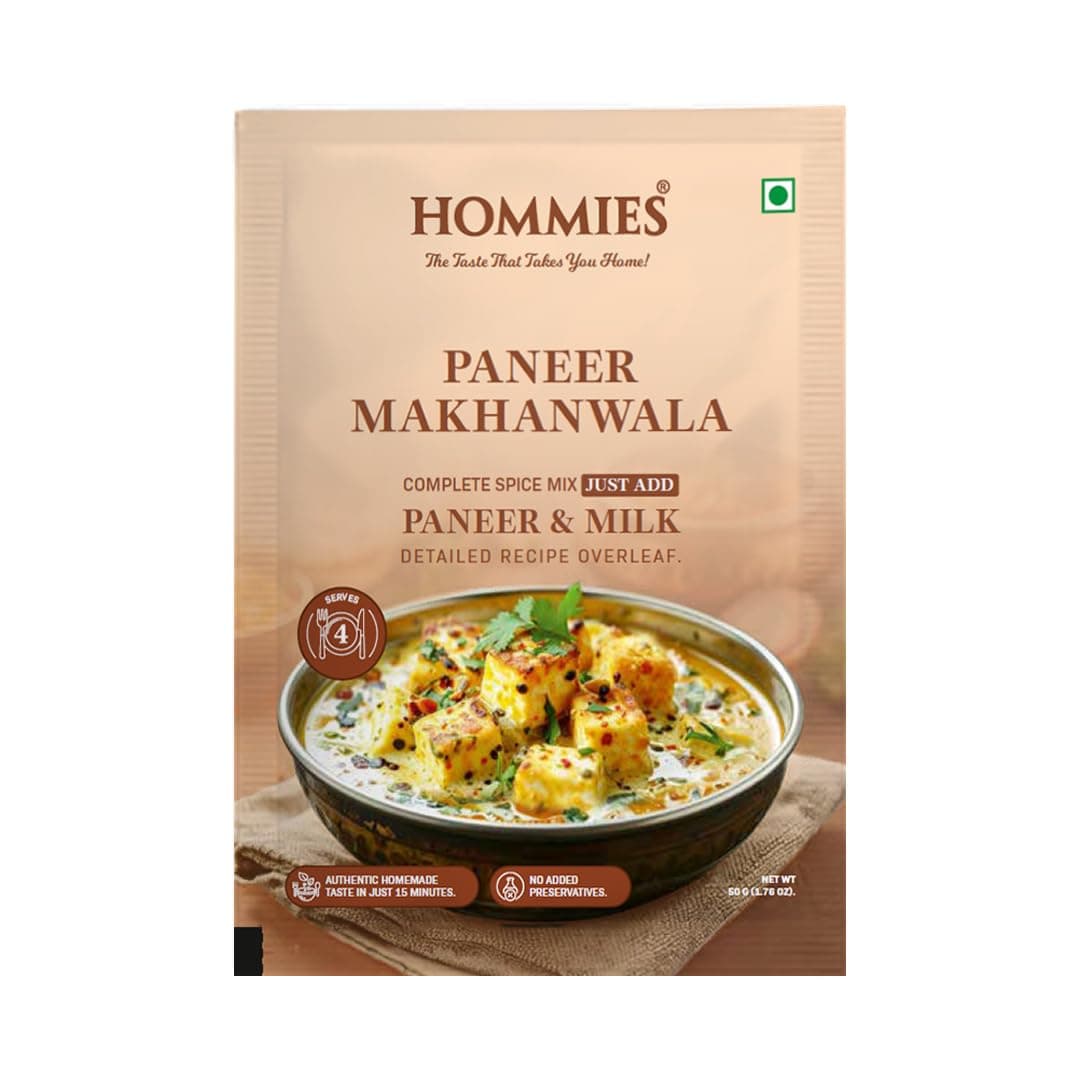 Hommies Dhaba Paneer Makhanwala Curry Spice Mix | Ready to Cook in 15 Mins | Just Add Milk & Paneer | Serves 4 | Shahi Curry Masala with Cashew Nuts | No Preservatives | Pack of 4 (200g, 50g Each) — image 2