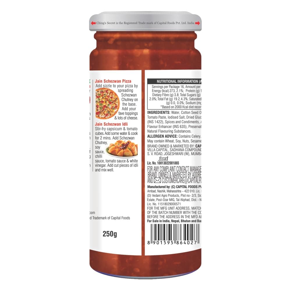 Ching's Secret Jain Schezwan Chutney, No Onion, No Garlic, Dip, Spread, Cook, Ideal for Jain Recipes and Quick Meals, 250g Jar — image 7