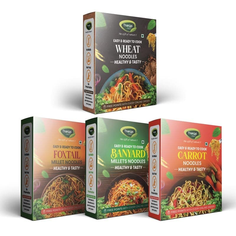 Thanjai Natural Millet Noodles 180 Grams X 4 Varieties (720 Grams) of Homemade Natural Foxtail | Little | Barnyard and Pearl Millets Noodles(No Preservatives, No Chemicals, No Artificial Extract) — image 6