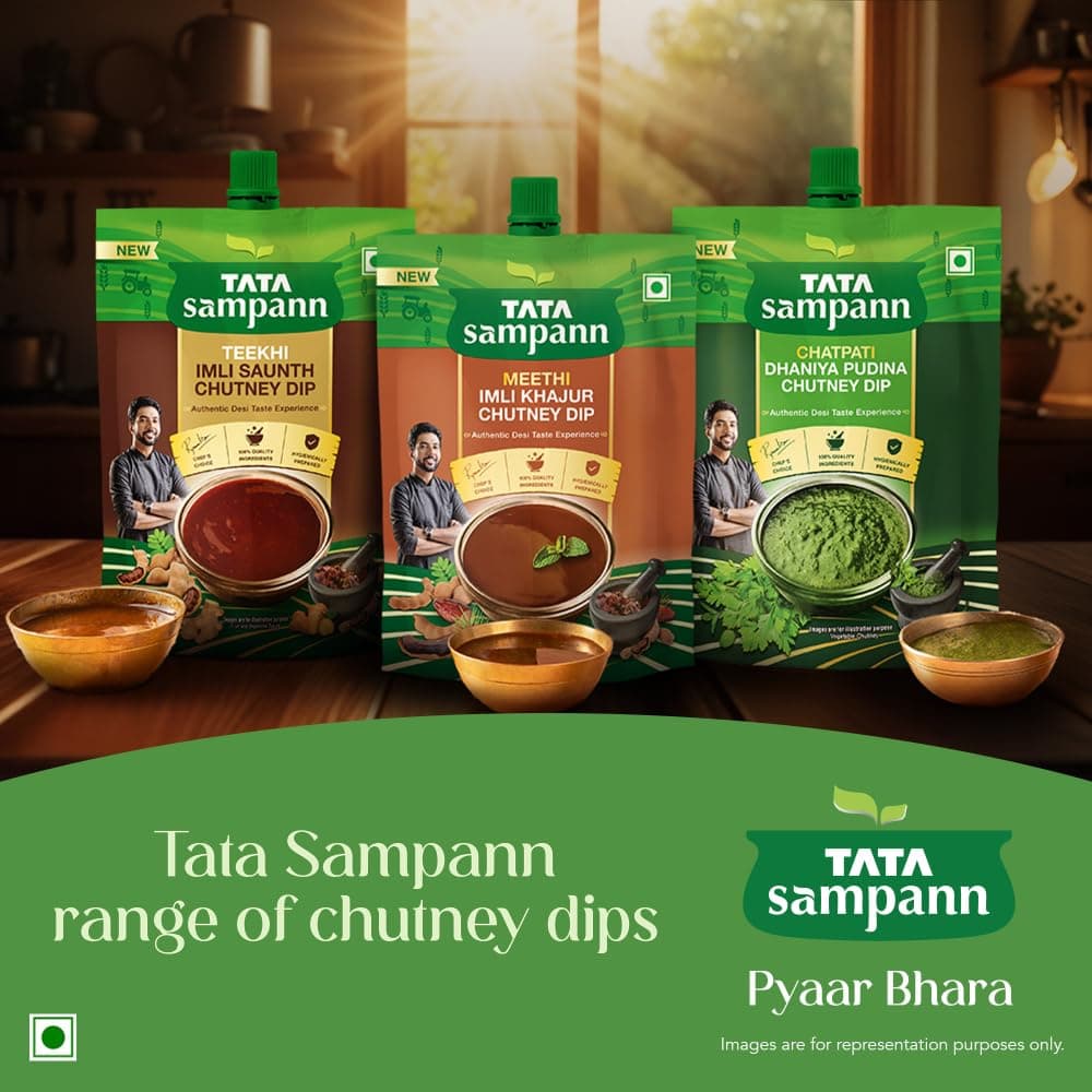 Tata Sampann Chatpati Dhaniya Pudina Chutney Dip, Made with Fresh Coriander and Mint, Tangy and Flavorful, Hari Chutney, Ready to eat, Pairs well with Parathas, Chaats & Snacks, 100% Quality Ingredients, Hygienically Prepared, 200 g — image 8