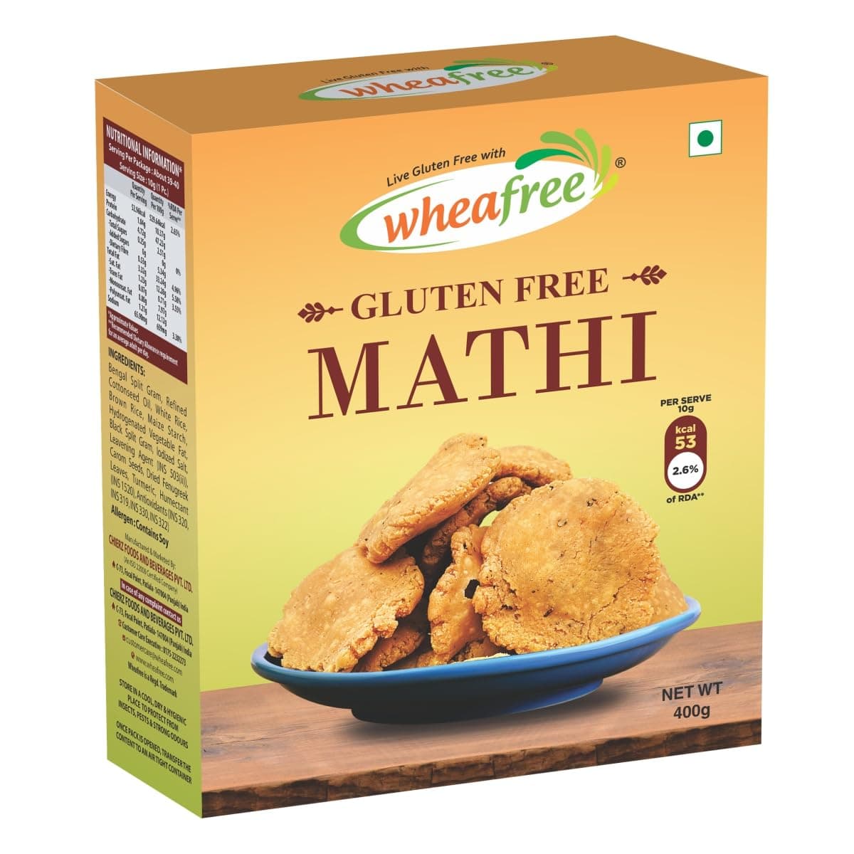Wheafree Gluten Free Mathi (400g) | Delicious, Ready to Eat Indian Snacks | Tasty Crispy and Crunchy Savoury | Lactose Free | Best Tea Time Savoury Snacks